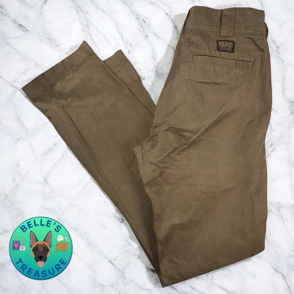 Filson Bremerton Work Pants 28x34 Marsh Olive Green Canvas Chino‎ Straight Gorp